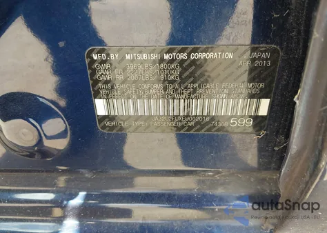 2014 Mitsubishi Lancer Es from USA, damaged, VIN JA32U2FUXEU002016